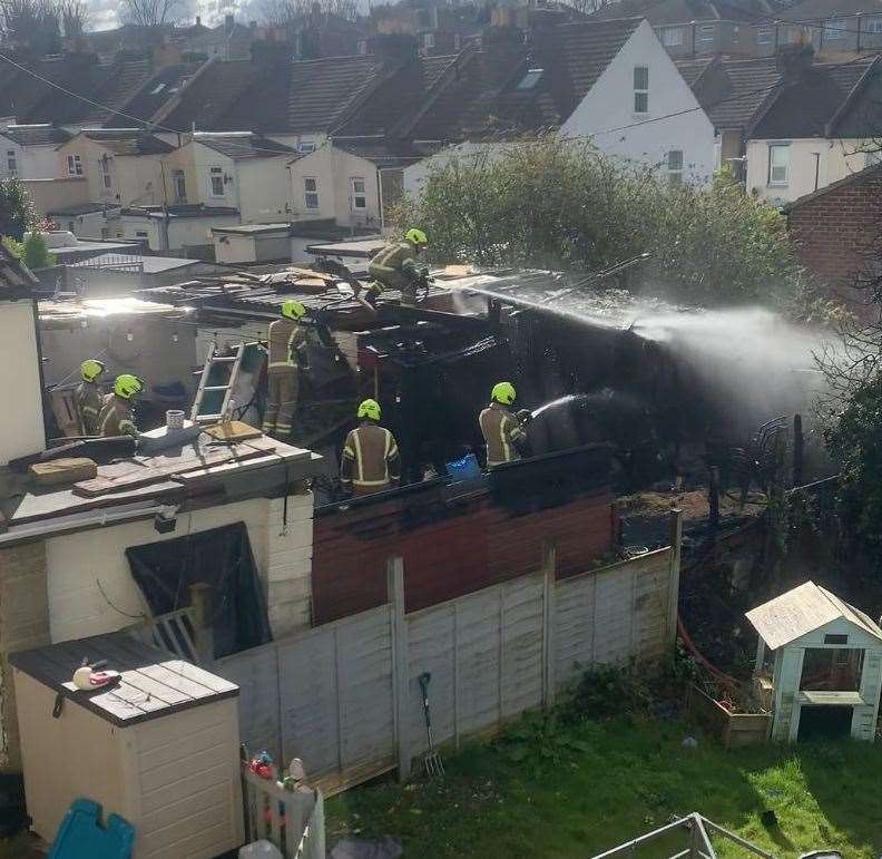 Fire crews attending to the blaze. Photo: Hattie Tink