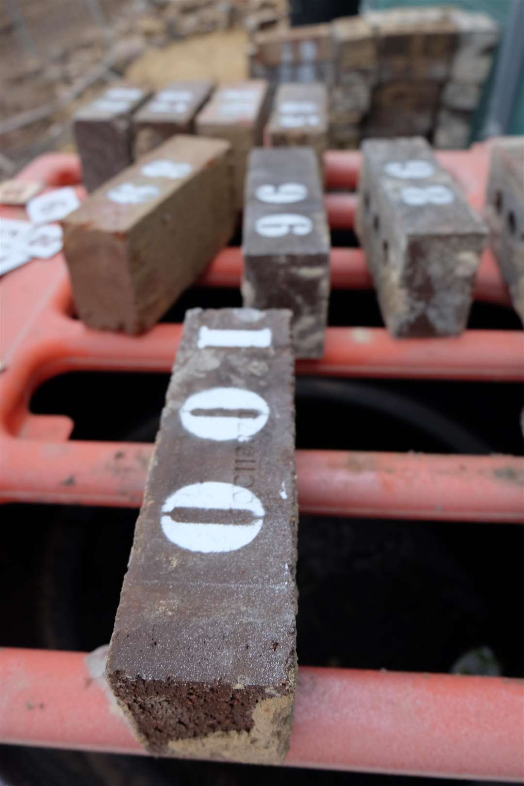 The bricks have been painted with a number for those who have donated. Picture: Matt Joblin / Just Giving