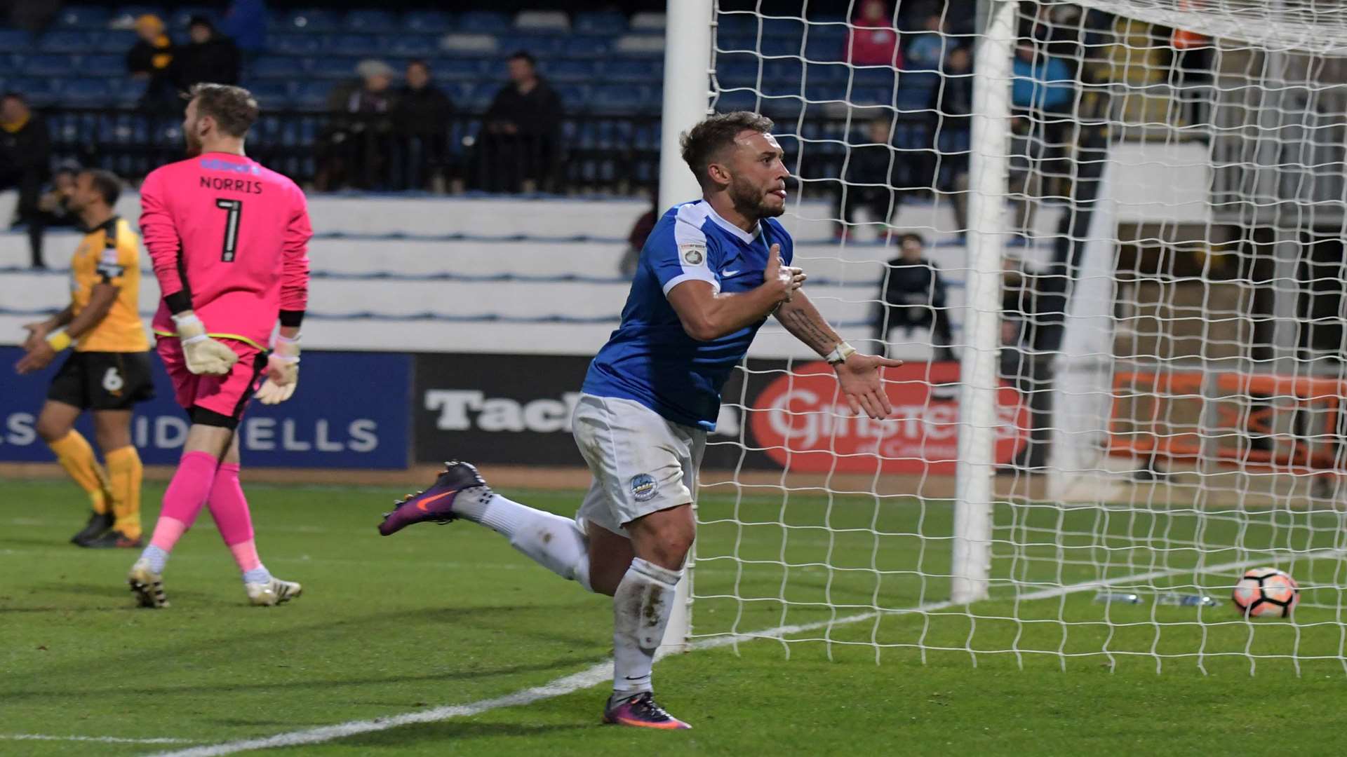 Ricky Miller celebrates his equaliser at Cambridge United. Picture: Barry Goodwin