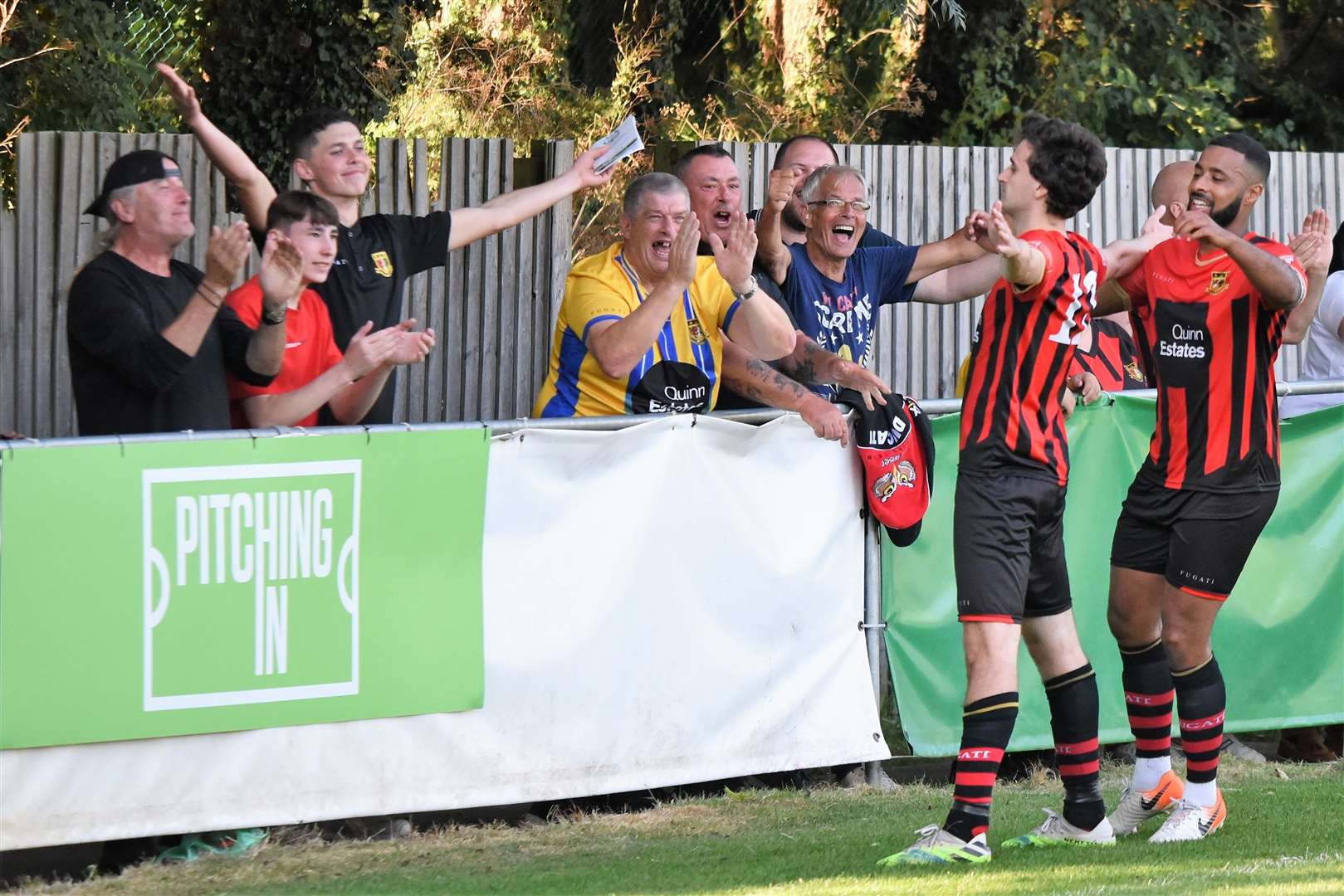 Tom Loynes celebrates his goal in Sittingbourne's win at Corinthian Picture: Ken Medwyn