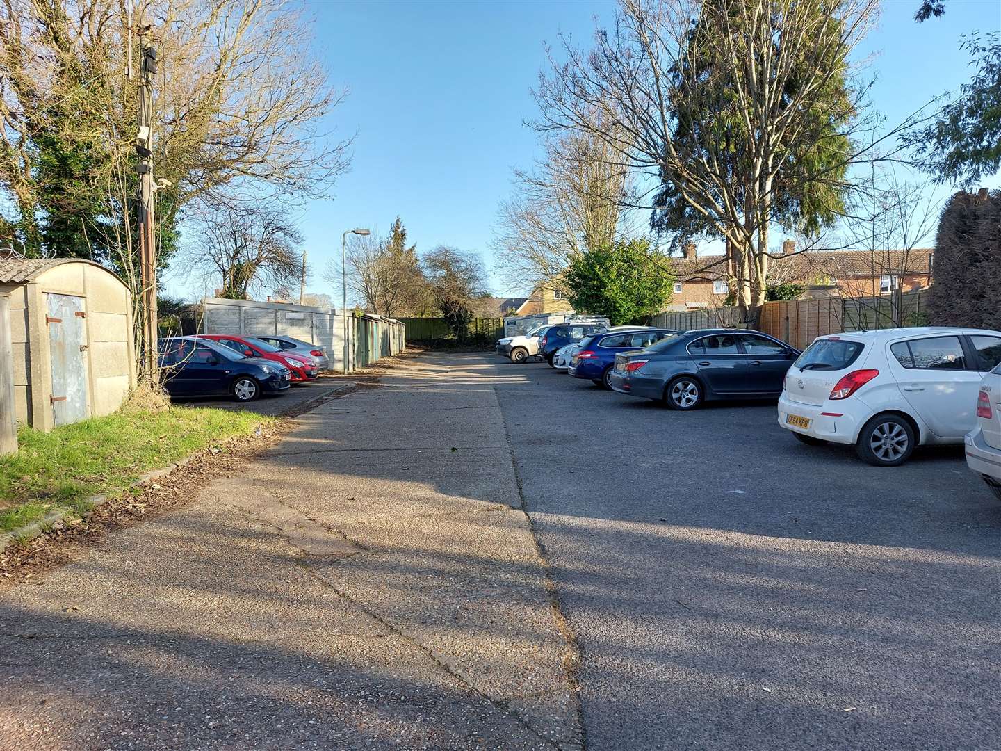 The car park at the rear of the shops