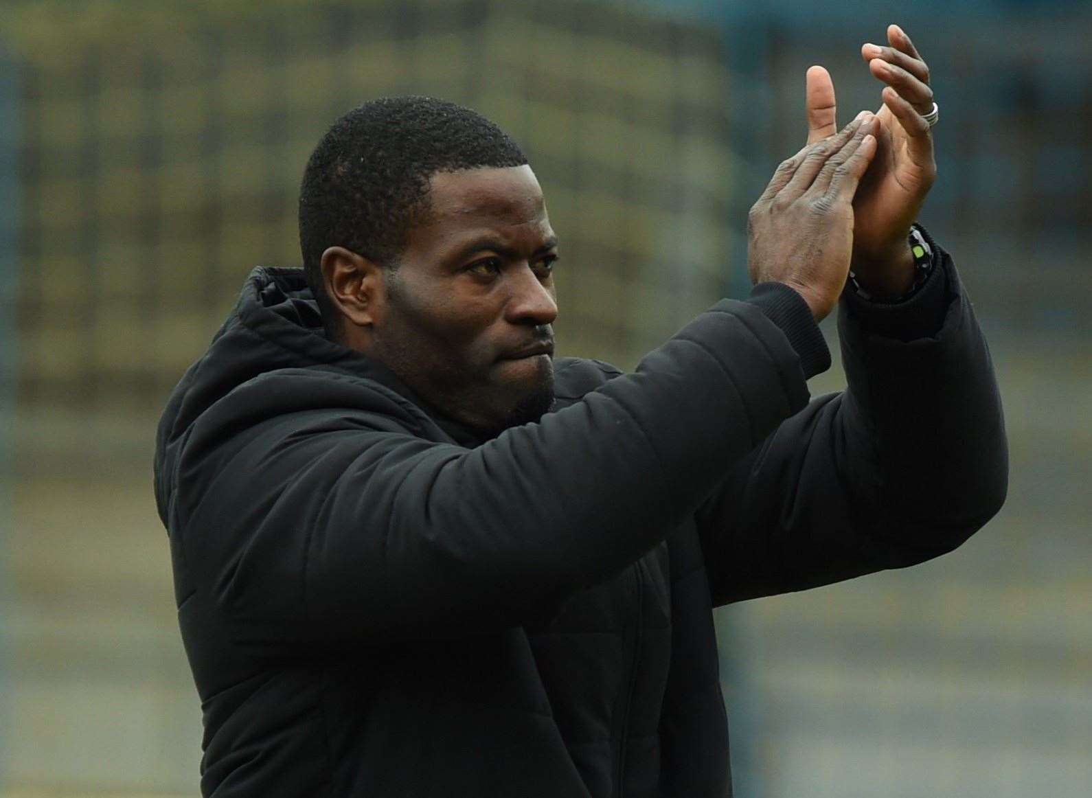 Maidstone United manager George Elokobi. Picture: Steve Terrell