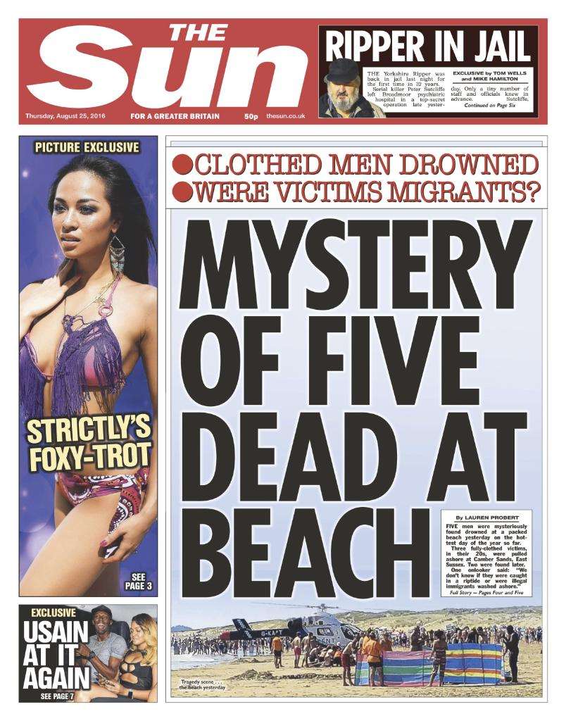 Thursday's edition of The Sun