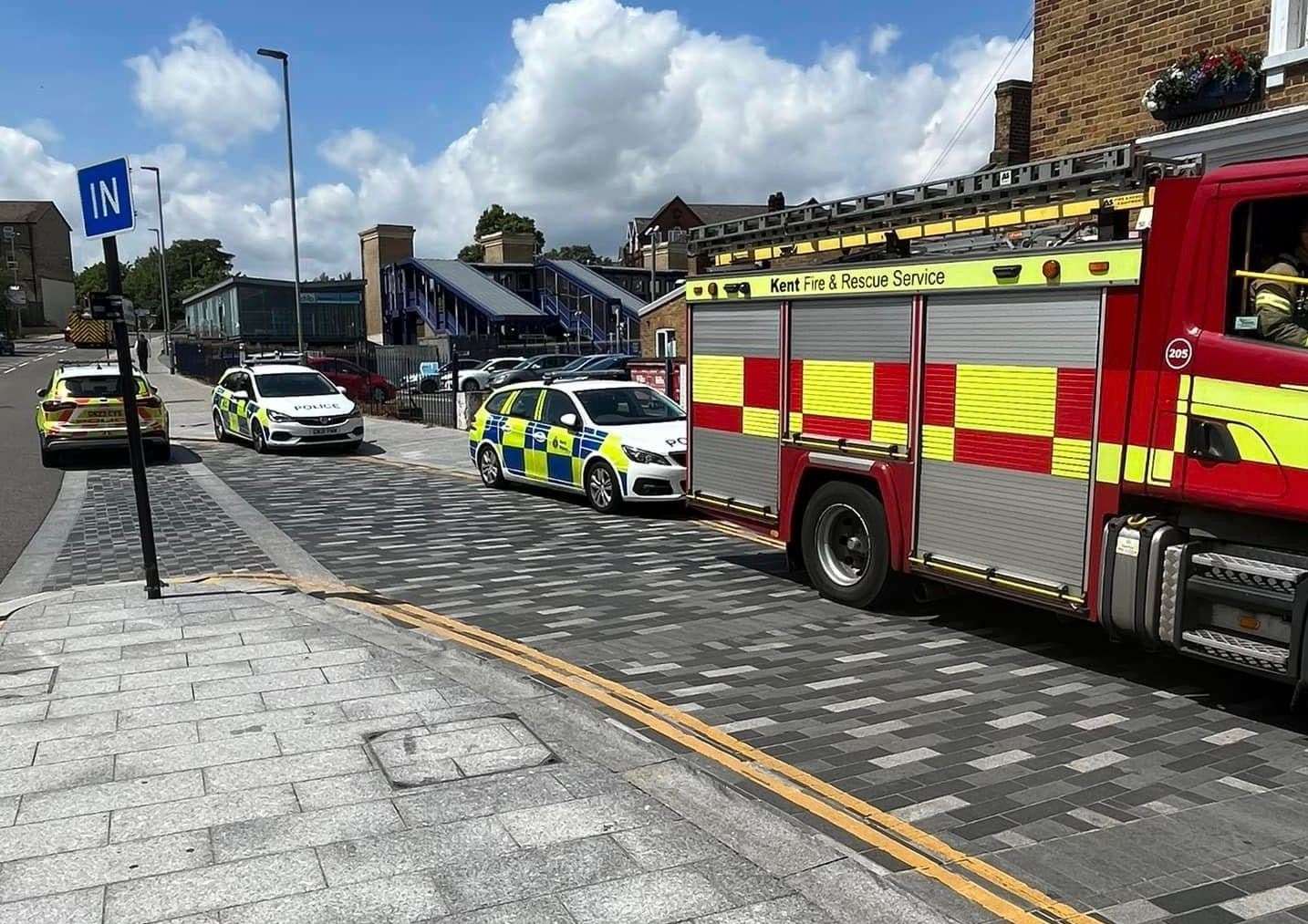 Gravesend railway station was evacuated after a fire broke out near the tracks. Picture: Callum Skinner