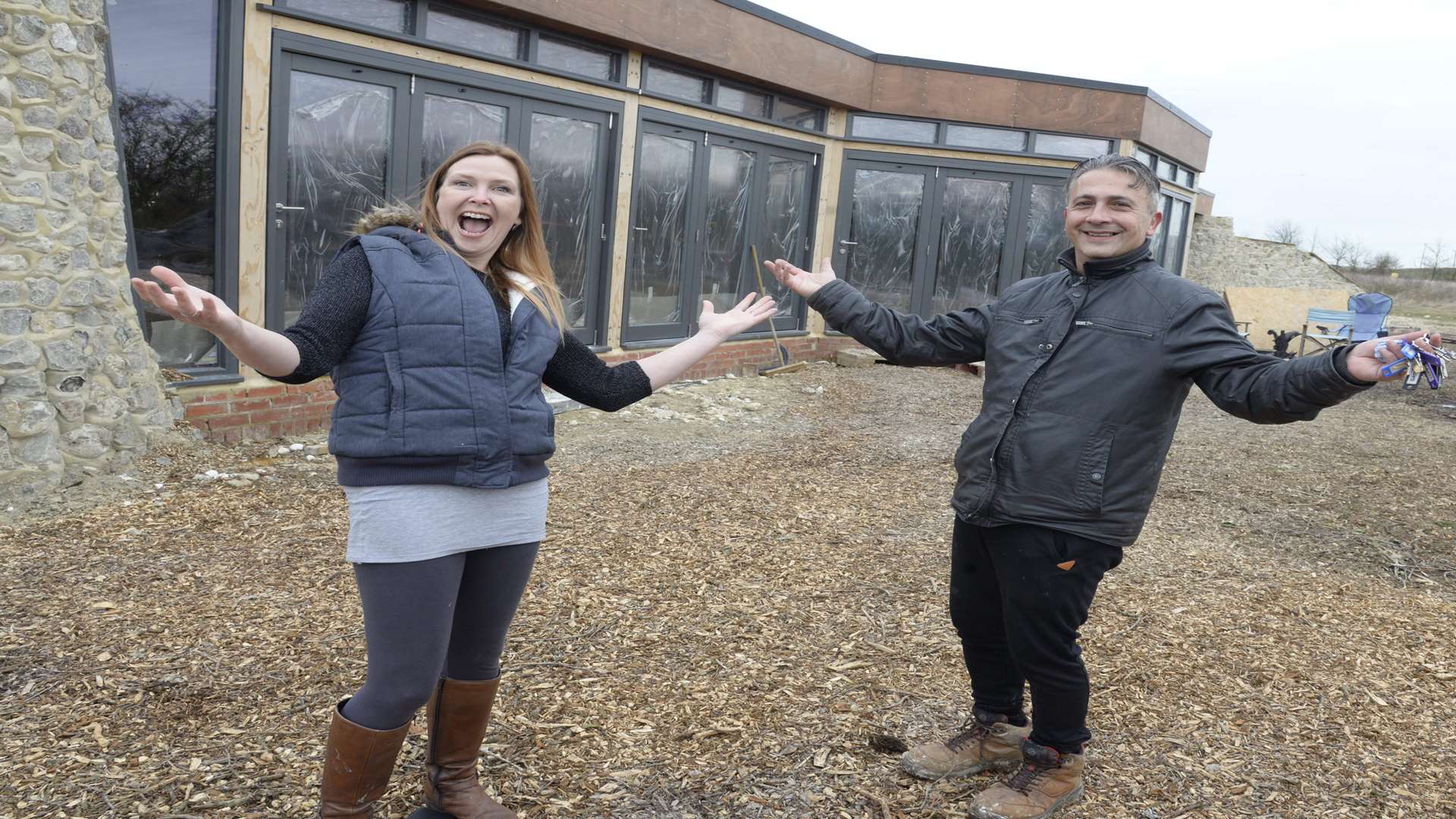 Heidi and Savi Pavlou who have had a concrete floor installed in their house in Elmley Road