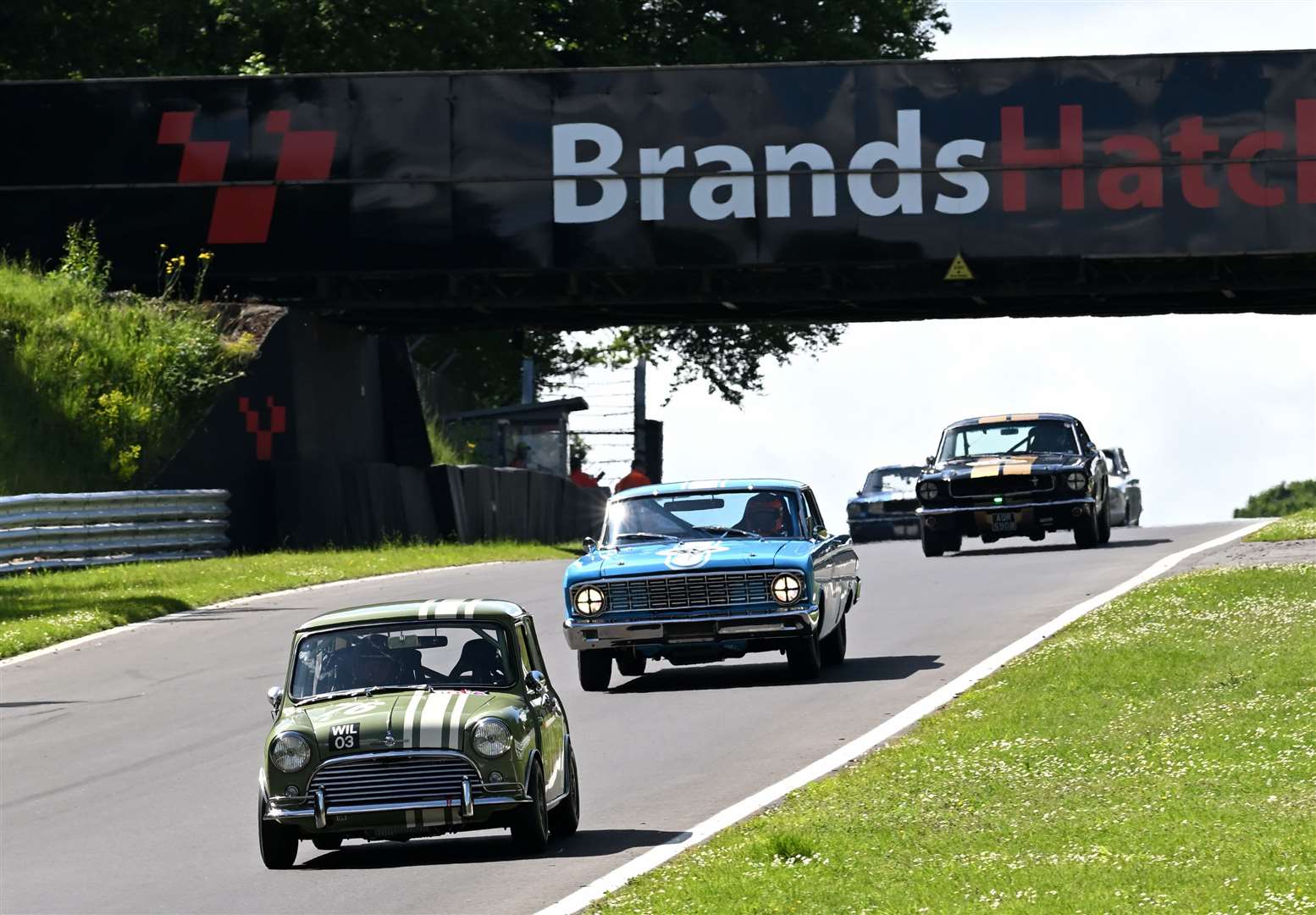 Mini racer Nick Swift finished first in the up to 1,300cc class in the Pre-66 Touring Cars. Picture: Simon Hildrew