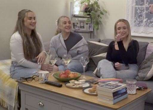 Max Timberlake's friends, from left, Molly Cullen, Grace Wilson and Tilly South, have been supporting his mum through her grief