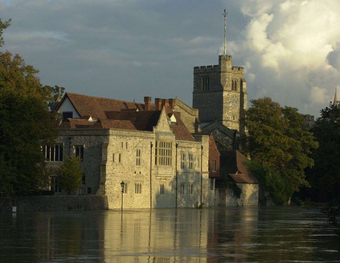 The Medway in full flow past Archbishop's Palace