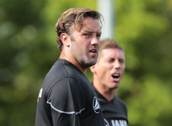 Maidstone boss Jay Saunders and No.2 Nicky Southall enjoyed Jay May's opener Picture: Martin Apps