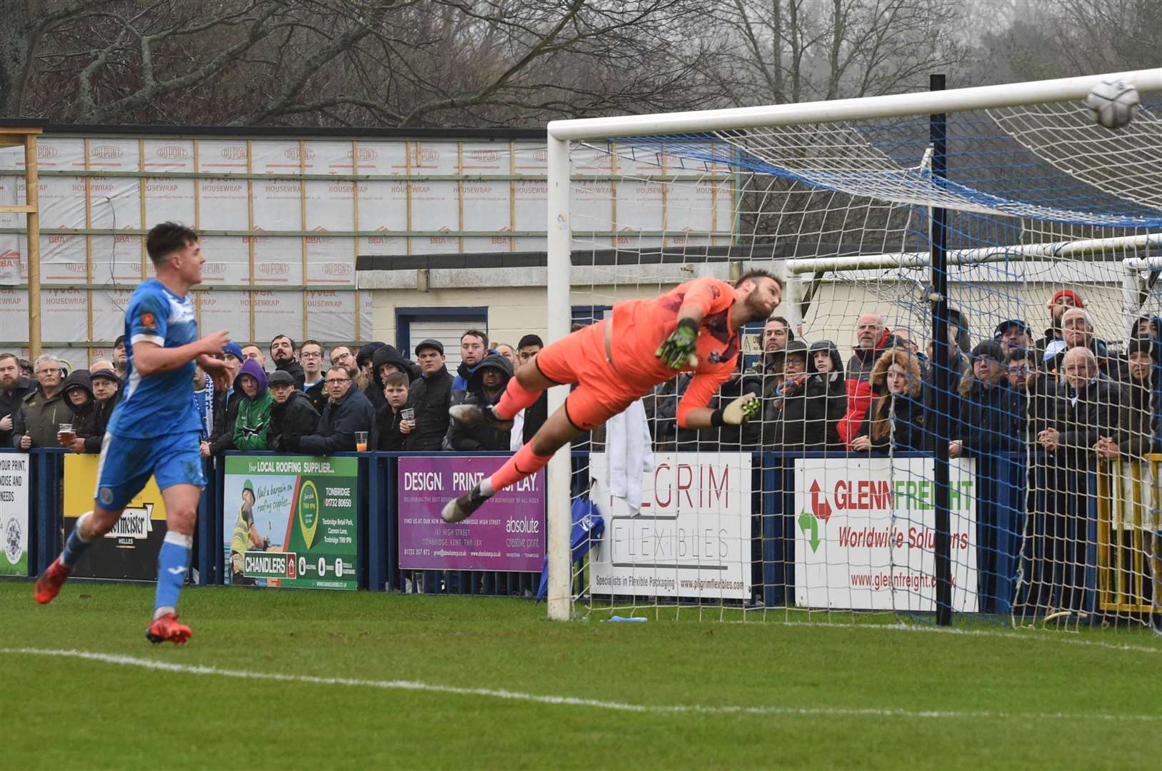 Michael Phillips finds the top corner for Maidstone's winning goal Picture: Steve Terrell