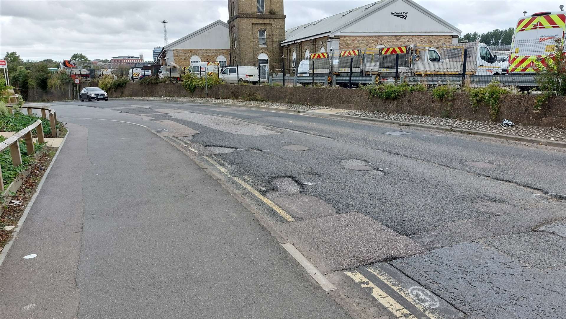 Pothole-ridden Newtown Road in Ashford