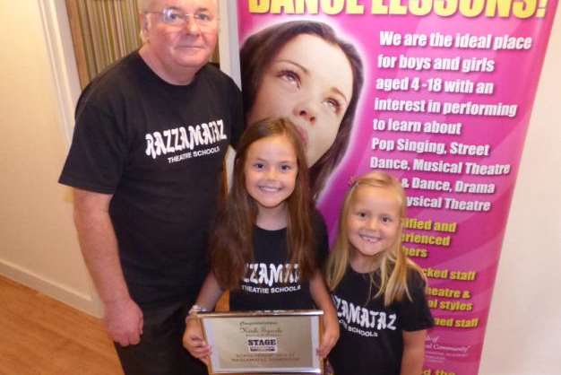 Dave of Razzamataz Tonbridge with Stage Scholarship winner Kiah Spurle