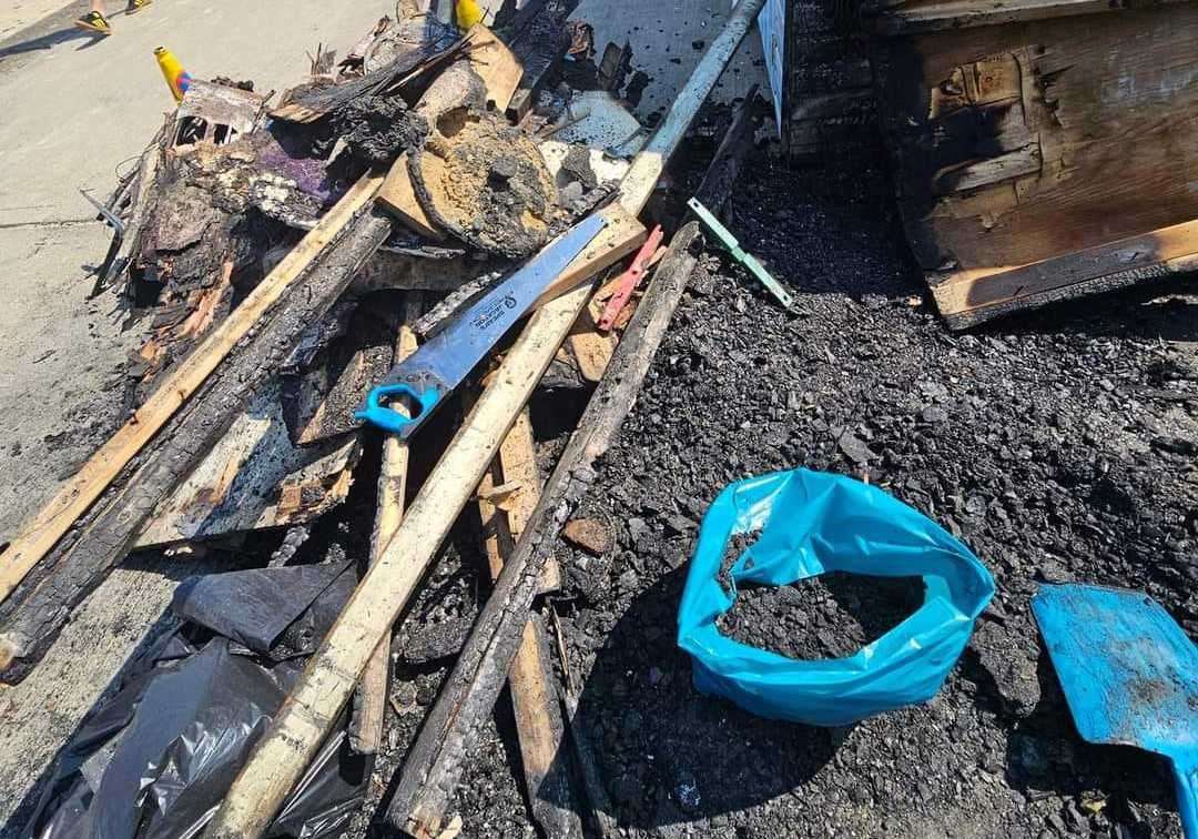 The damage at the beach hut on Minnis Bay, Birchington after the fire. Picture: Lee Williams