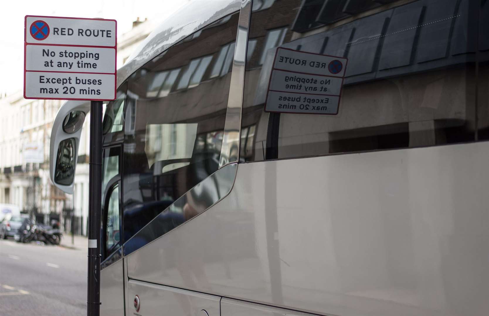 A red route in London, where drivers can be fined for stopping or parking. Picture: iStock