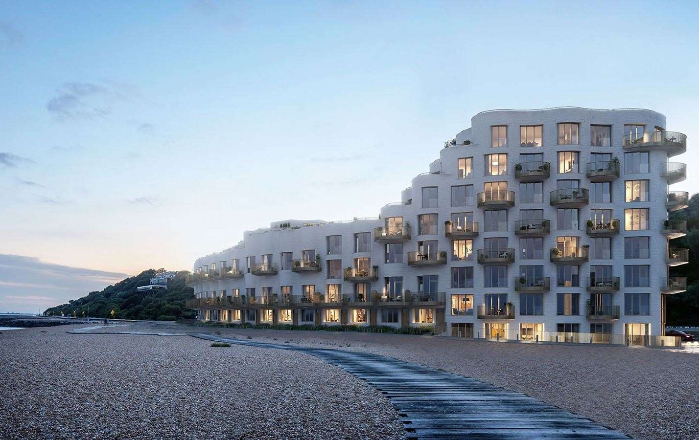 The exclusive Shoreline Crescent development on Folkestone beach. Picture: Shoreline Crescent