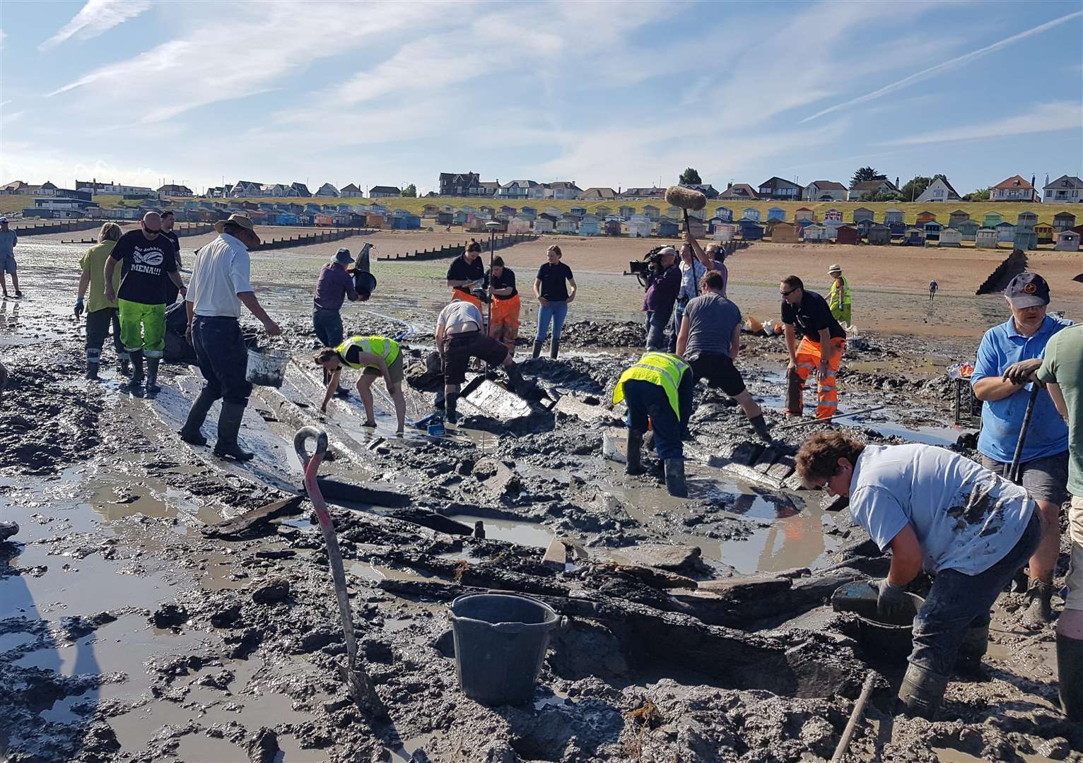 A shipwreck excavation taking place in Tankerton