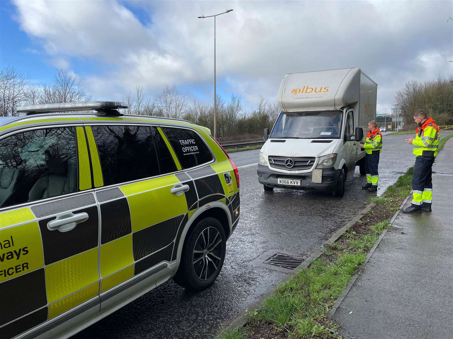 Vehicles are moved to a safe area while they wait to be recovered