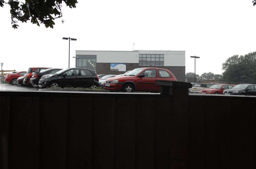 The car park and access road at the Isle of Sheppey Academy which overlooks back gardens in Minster Road