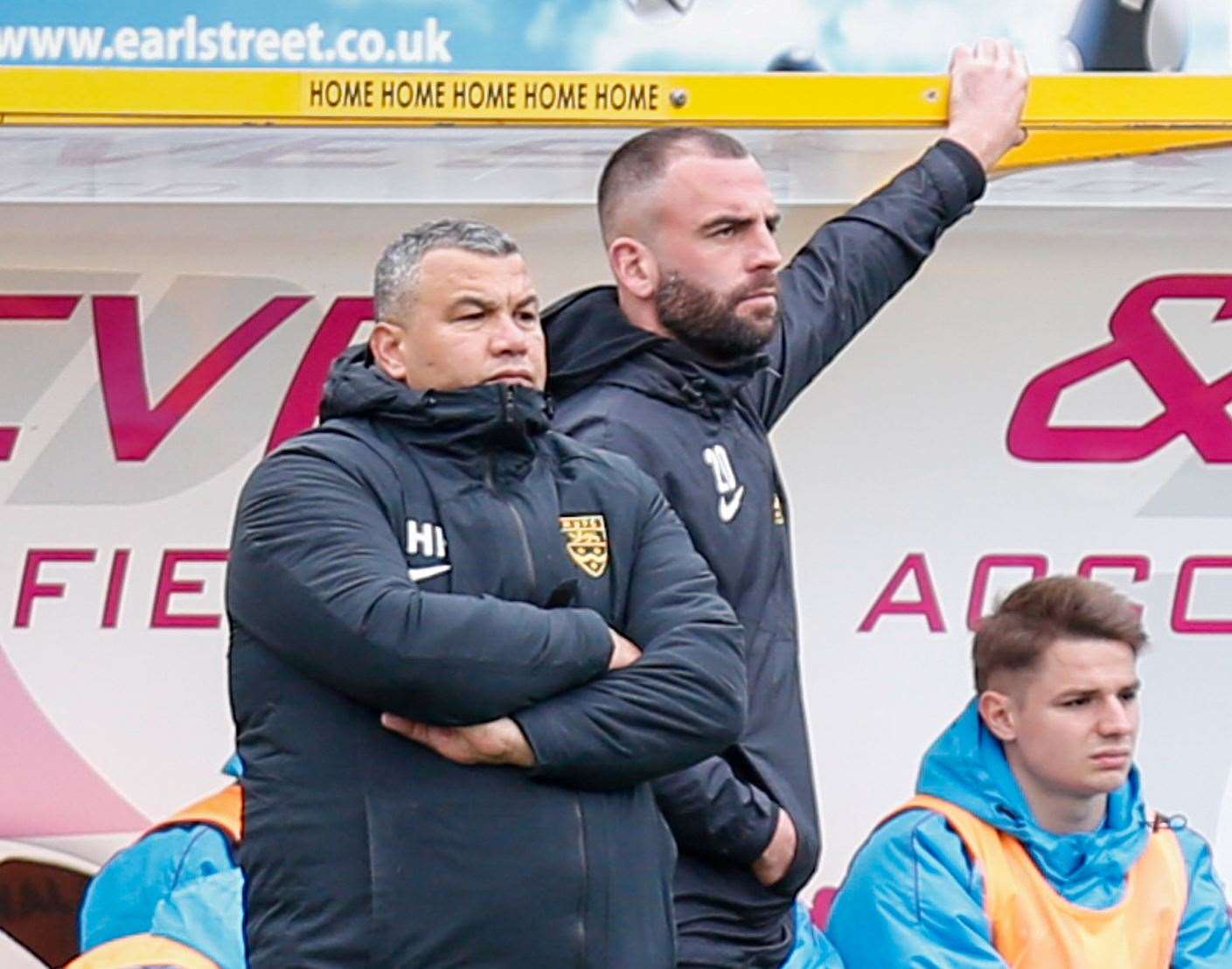 Maidstone head coach Hakan Hayrettin with player-coach Simon Walton Picture: Matthew Walker