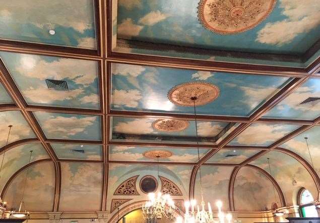 The ceiling at the Samuel Peto Spoons in Folkestone