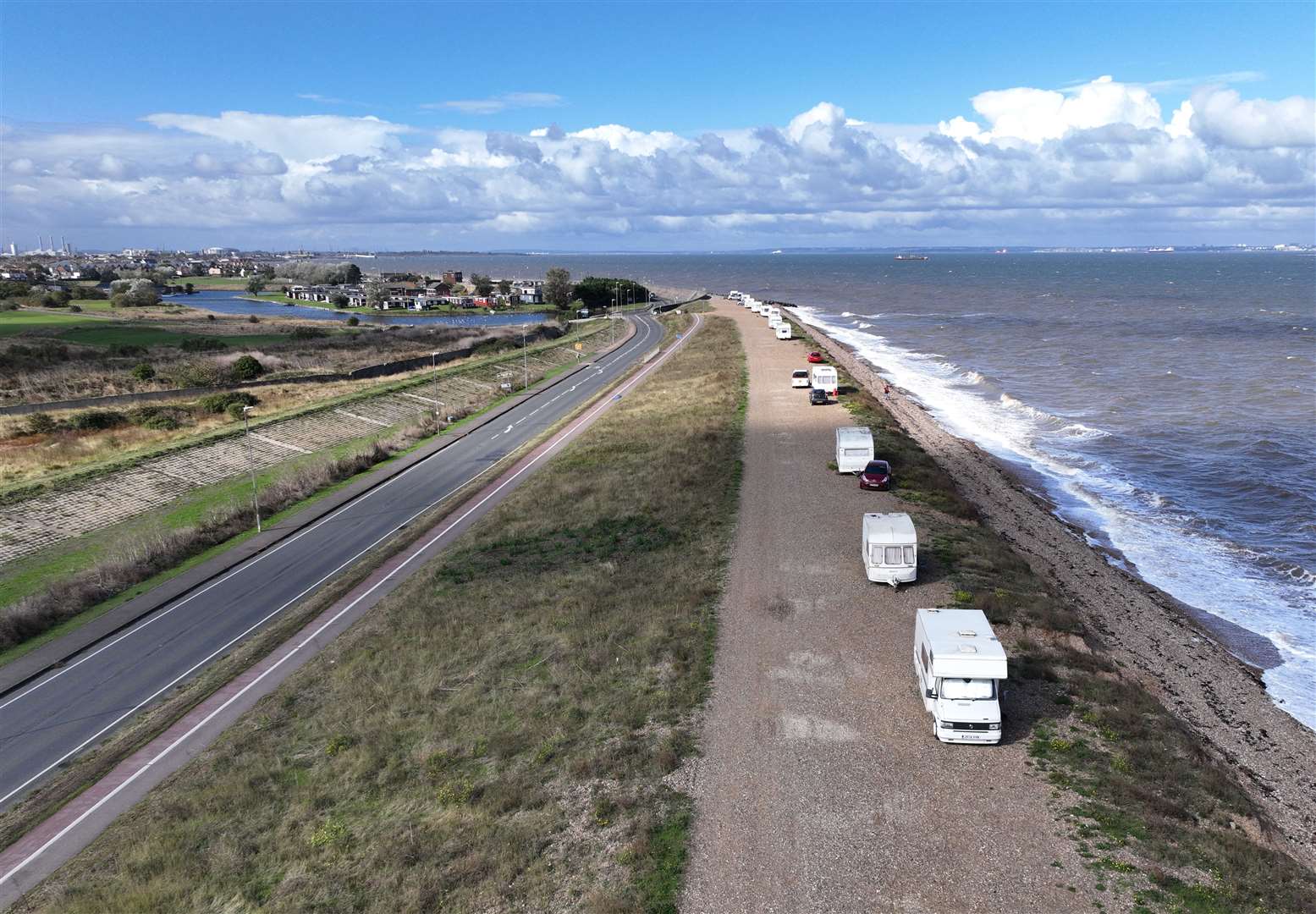 Vehicles parked on the stretch between Sheerness and Minster. Picture: Phil Drew