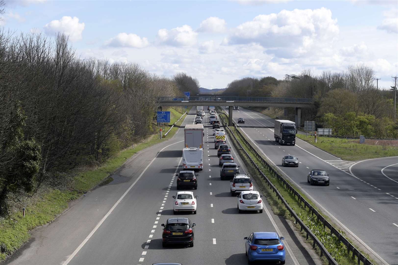 The M2 coastbound, between Faversham and Sittingbourne has been plagued by heavy traffic, often at a standstill. Picture: Barry Goodwin