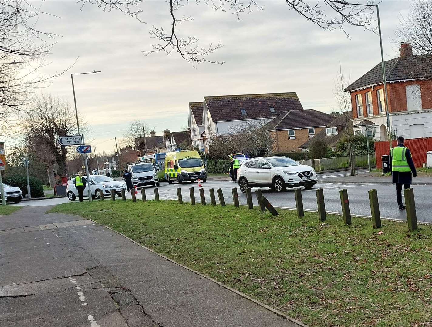 Teachers helped direct traffic outside Towers School