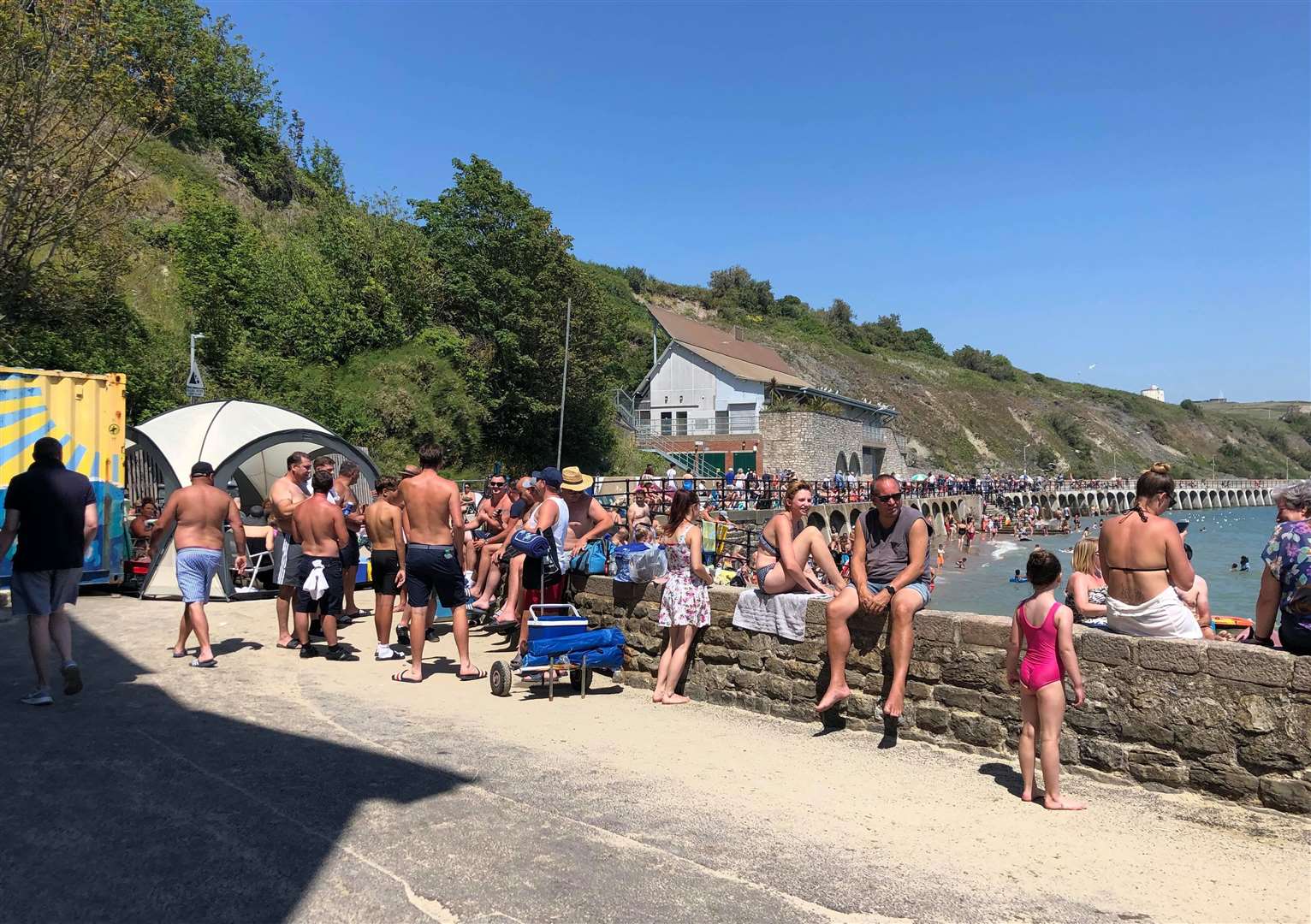 It comes as people have been enjoying the hot weather in Folkestone. Pictured: Sunny Sands beach