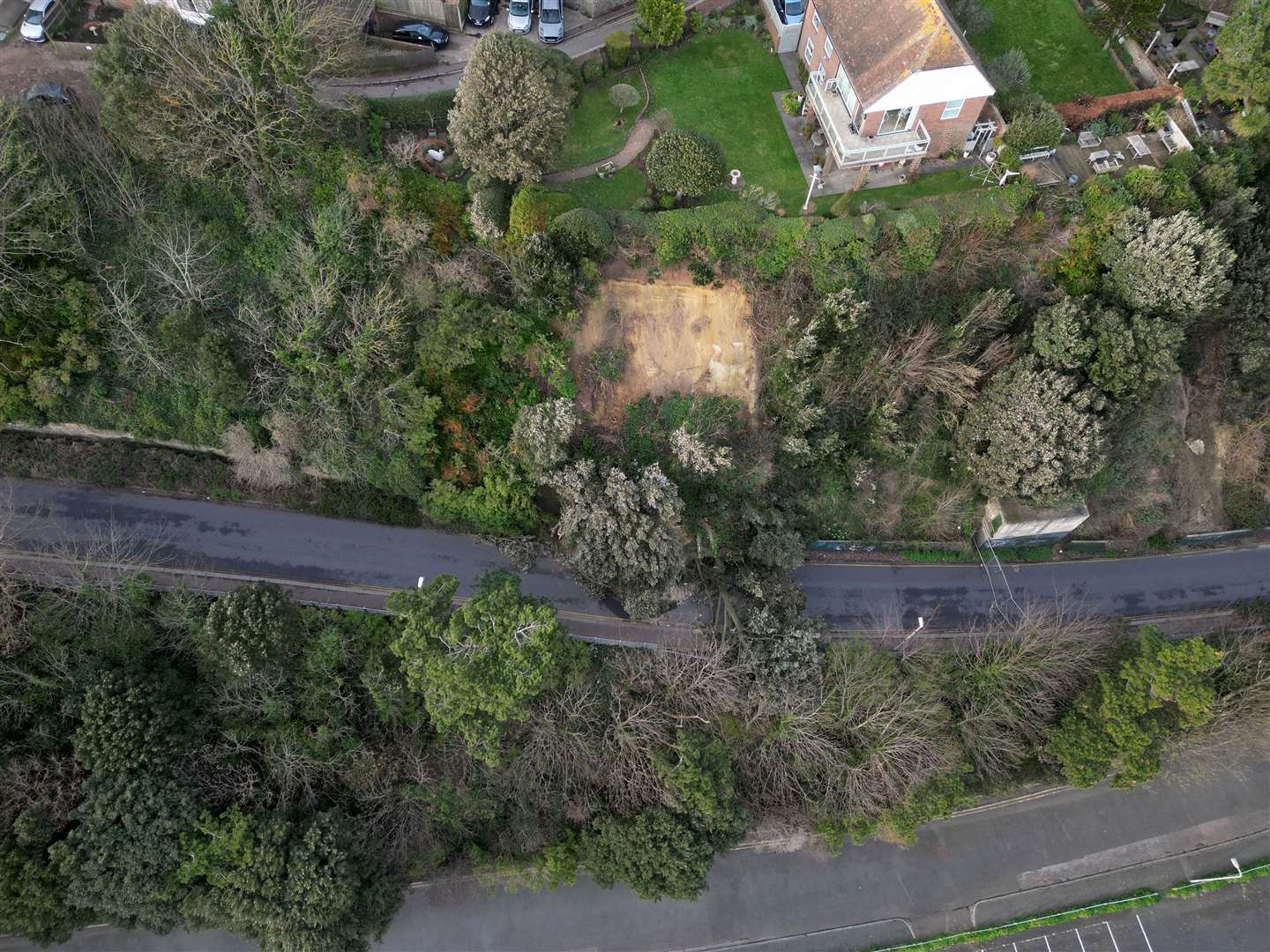 The landslide damage to the Road of Remembrance in Folkestone after the first collapse on January 27. Picture: Barry Goodwin