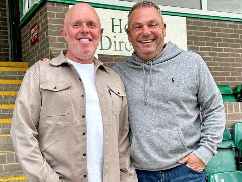 Prospective Ashford owners Dave Warr and Lloyd Hume. Picture: AUFC