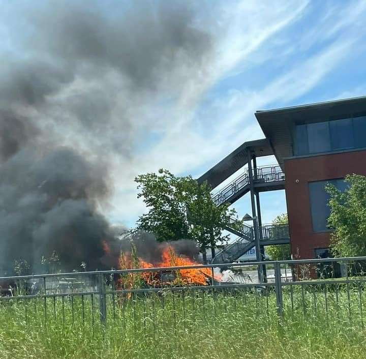 A car was on fire along the A229. Picture: Sarah Reed