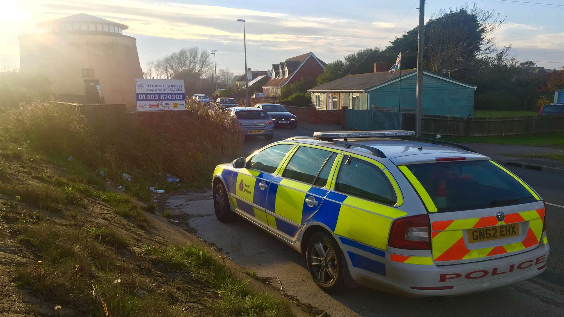 Police cordoned off the beach at Dymchurch after the tragic accident