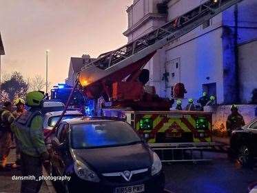 Fire crews were tackling the blaze last night. Picture: @dansmith_photography