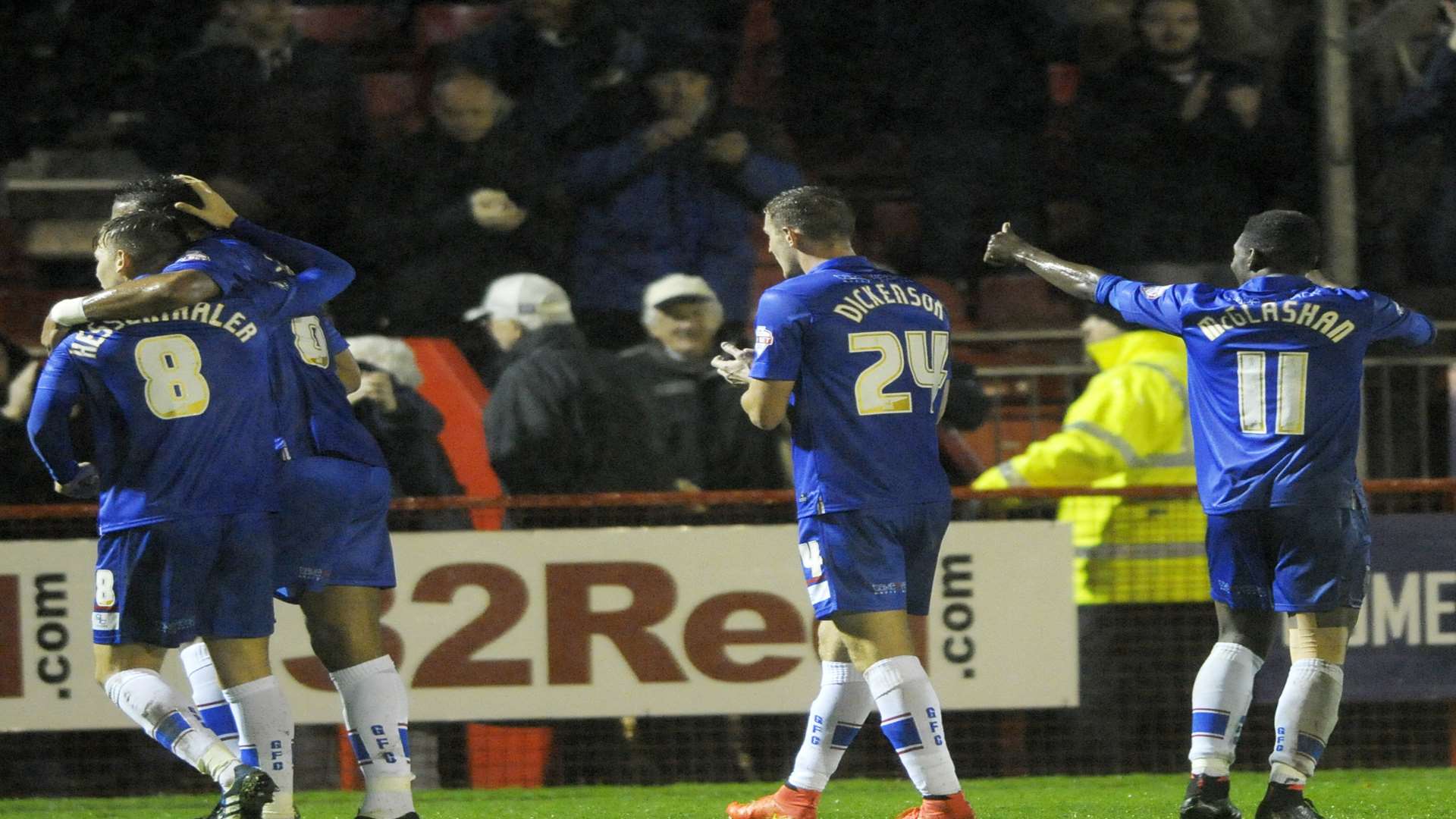 Gillingham players thank the travelling fans at the final whistle Picture: Barry Goodwin