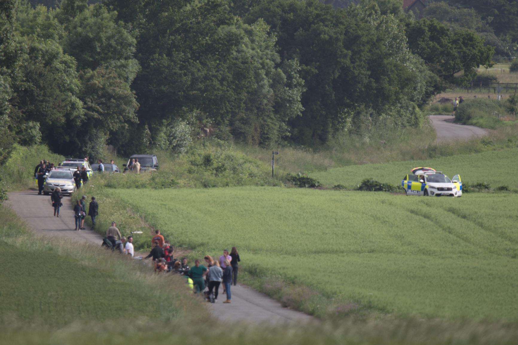 Reports of camera crew and actors filming a Netflix TV series in Jeskyns, Cobham. Picture: Wayne Howes.