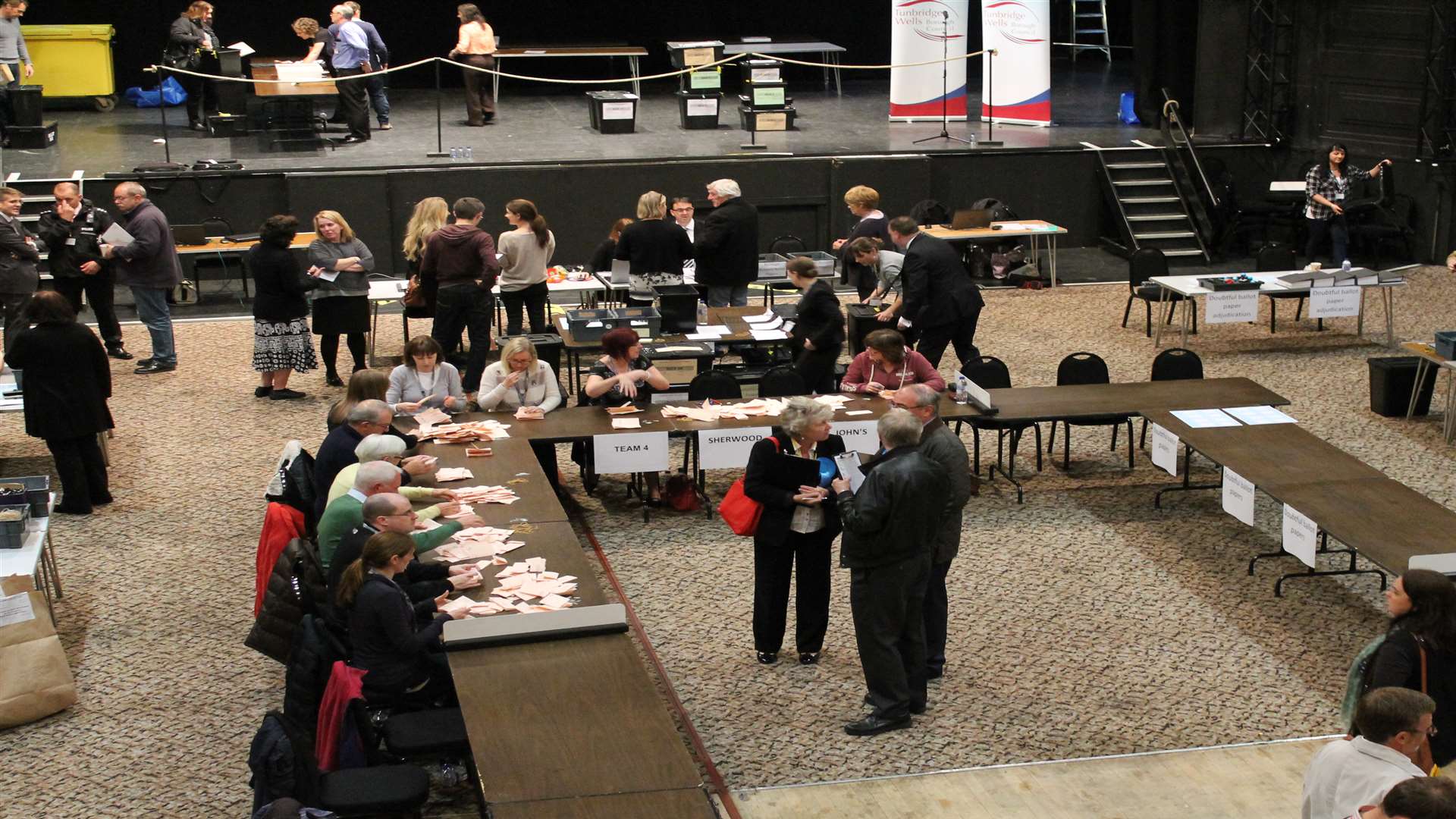 Tellers are at their stations and the count is underway in Tunbridge Wells. Picture: Annabel Rusbridge-Thomas