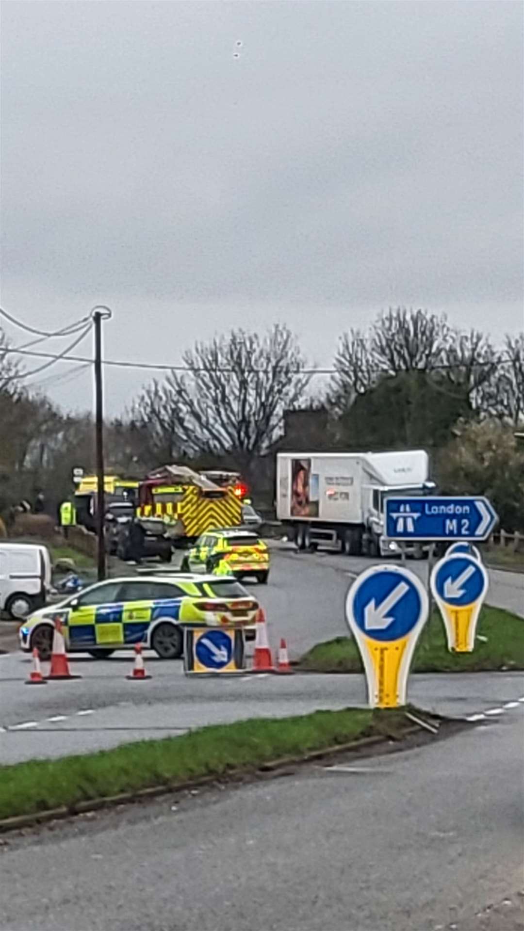 The A251 in Faversham was blocked near the M2 junction following the crash