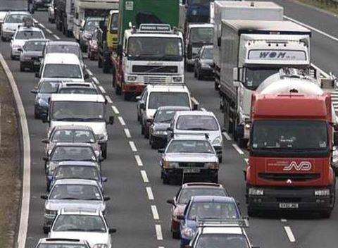 There are queues on the M20. Stock image