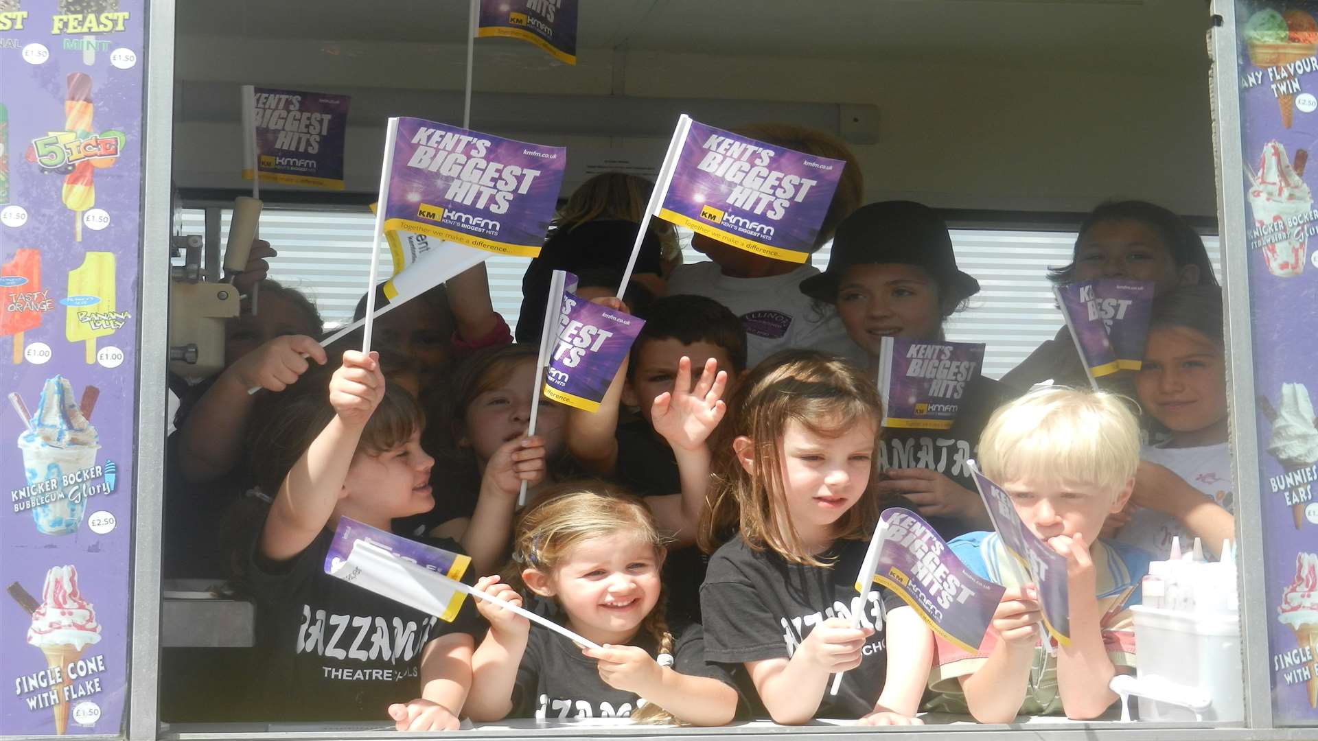 An ice cream van full of goodies arrived in Brook Street for the KMFM party