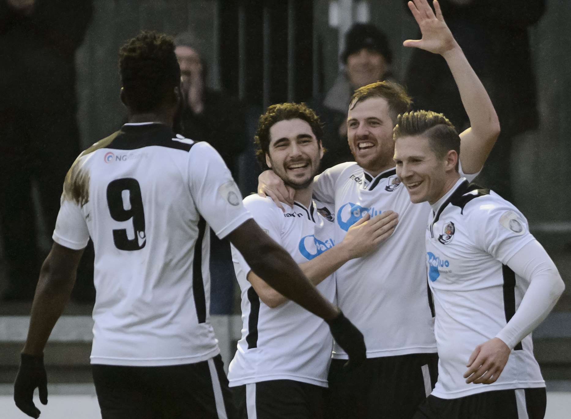 Tom Murphy celebrates scoring Dartford's third goal. Picture: Andy Payton