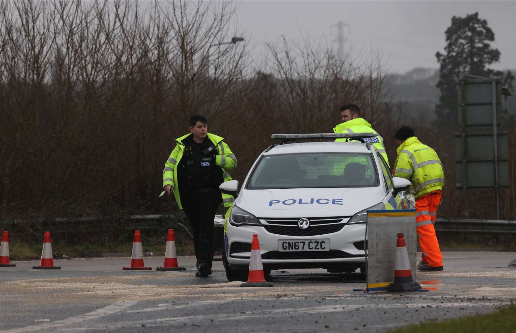 A fuel spill on the slip road at junction 4 of the M2 for Gillingham has been closed. Picture: UKNIP