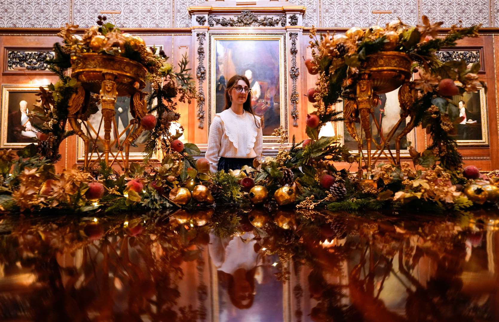 The garland display in the Waterloo Chamber (Andrew Matthews/PA)