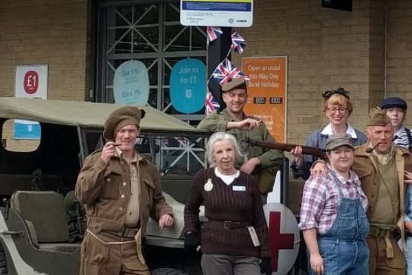 Staff at the Co-op in Sandwich in 1940s dress