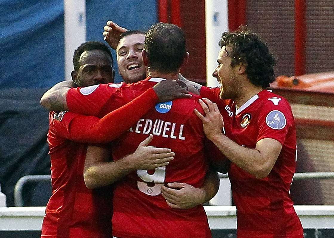 Michael Cheek (second left) is in great form for Ebbsfleet Picture: Sean Aidan