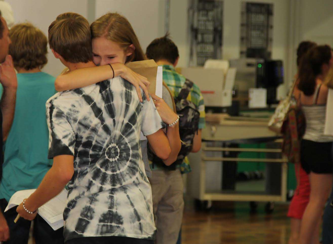 Pupils at Mascalls Academy collect their results