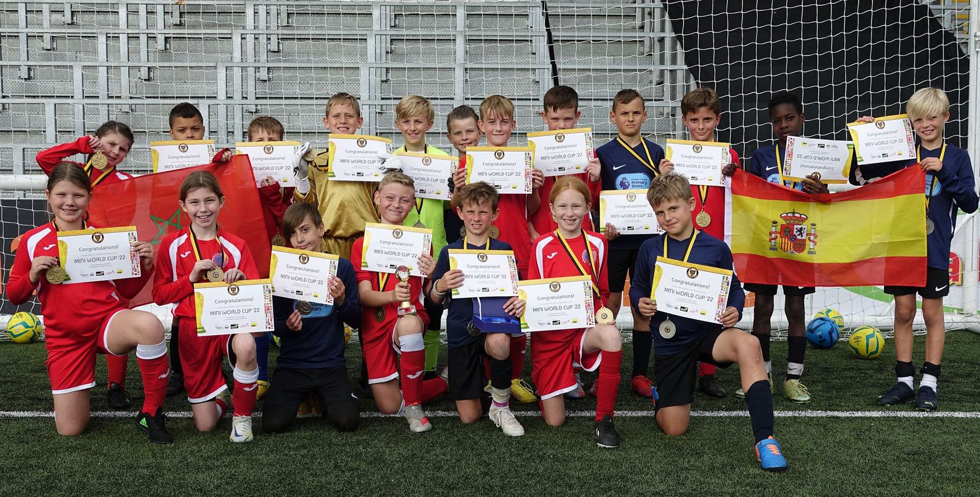 Winners Morocco and runners-up Spain at the Gallagher Stadium. Picture: Ian Tucker