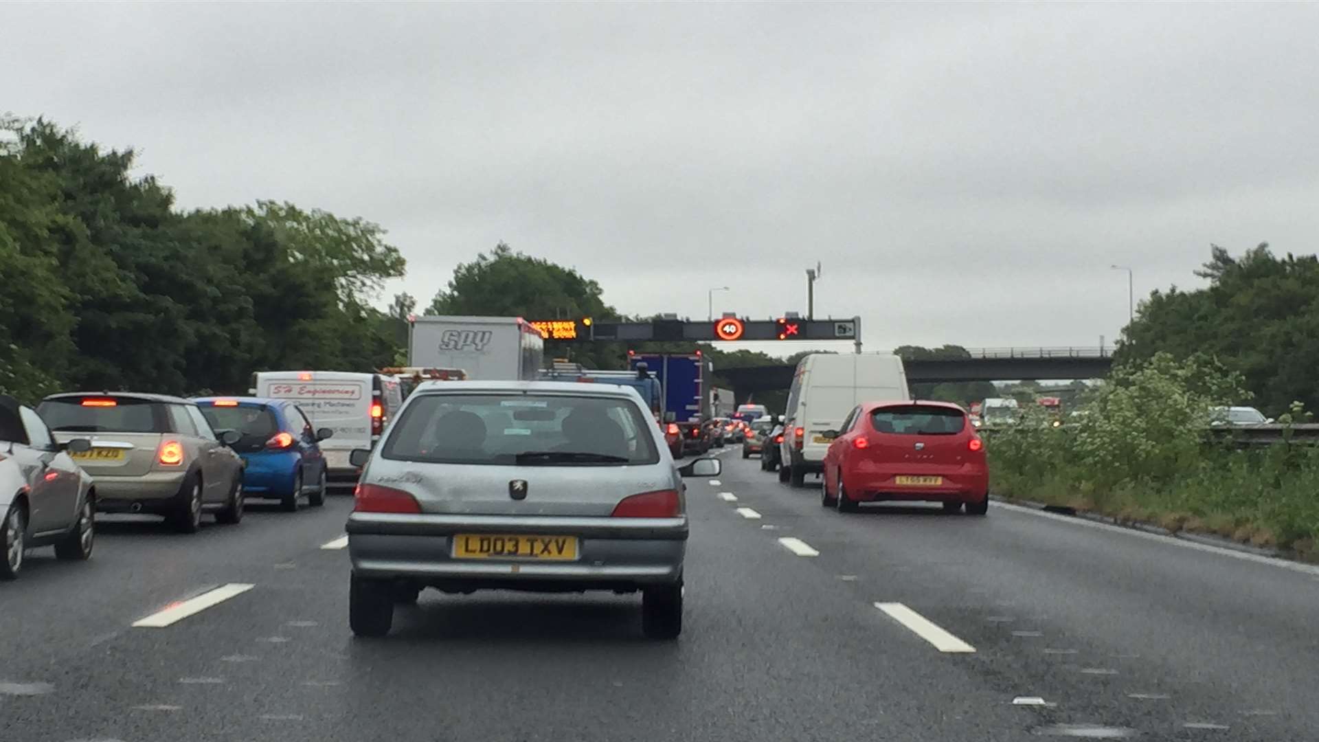 Traffic on the M20. Stock picture