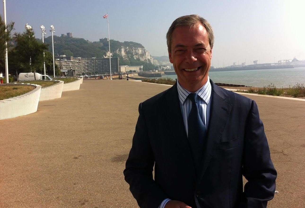 Nigel Farage on Dover seafront