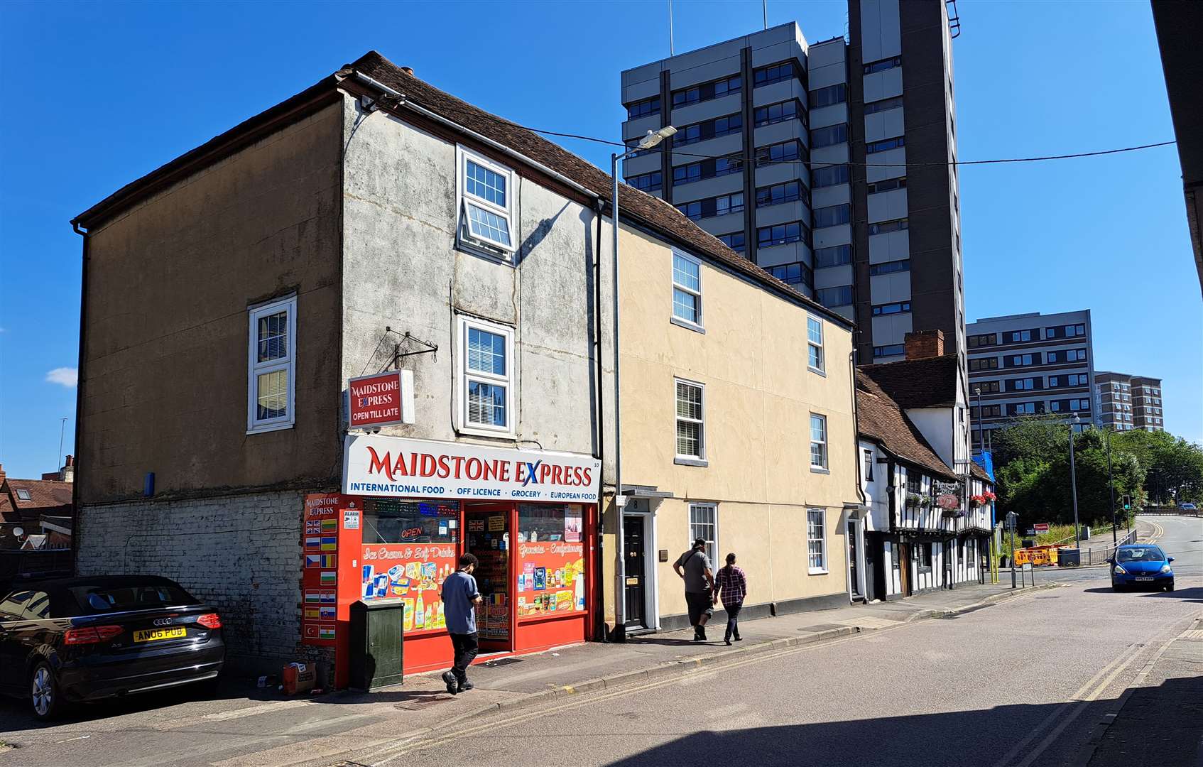 There is an international food store at one end of the terrace in Knightrider Street, Maidstone