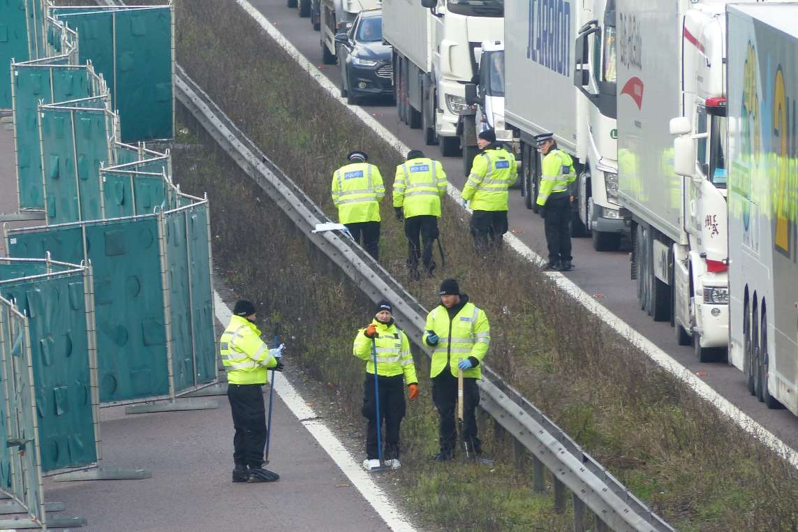 Police at the scene on Wednesday morning. Picture: Andy Clark